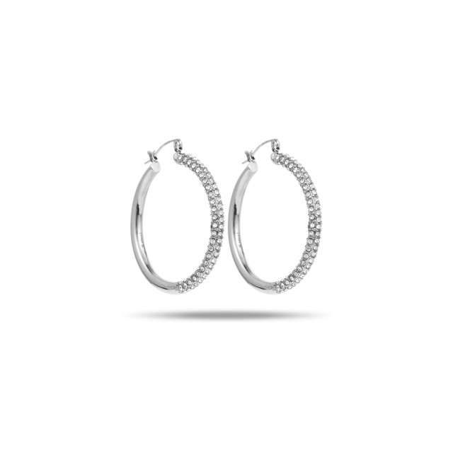 Large Rhinestone Hoops Earrings Color:Silver