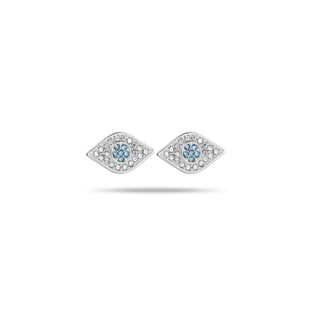 Boucles d'Oreilles Puces Oeil de Strass Couleur:Argent