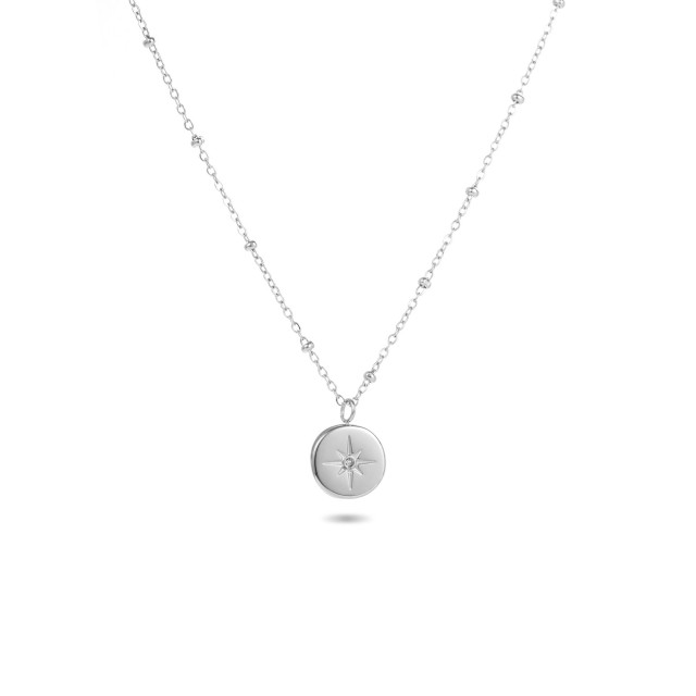 Stainless Steel Short Necklace Color:Silver