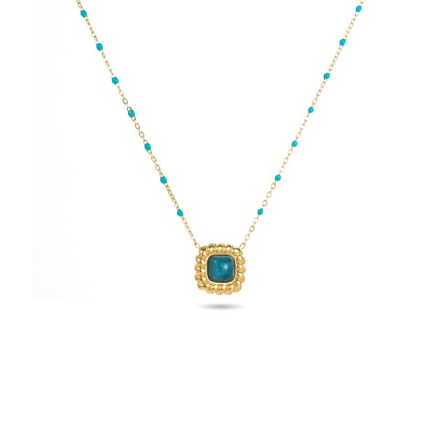 Stainless Steel Short Necklace Color:Blue