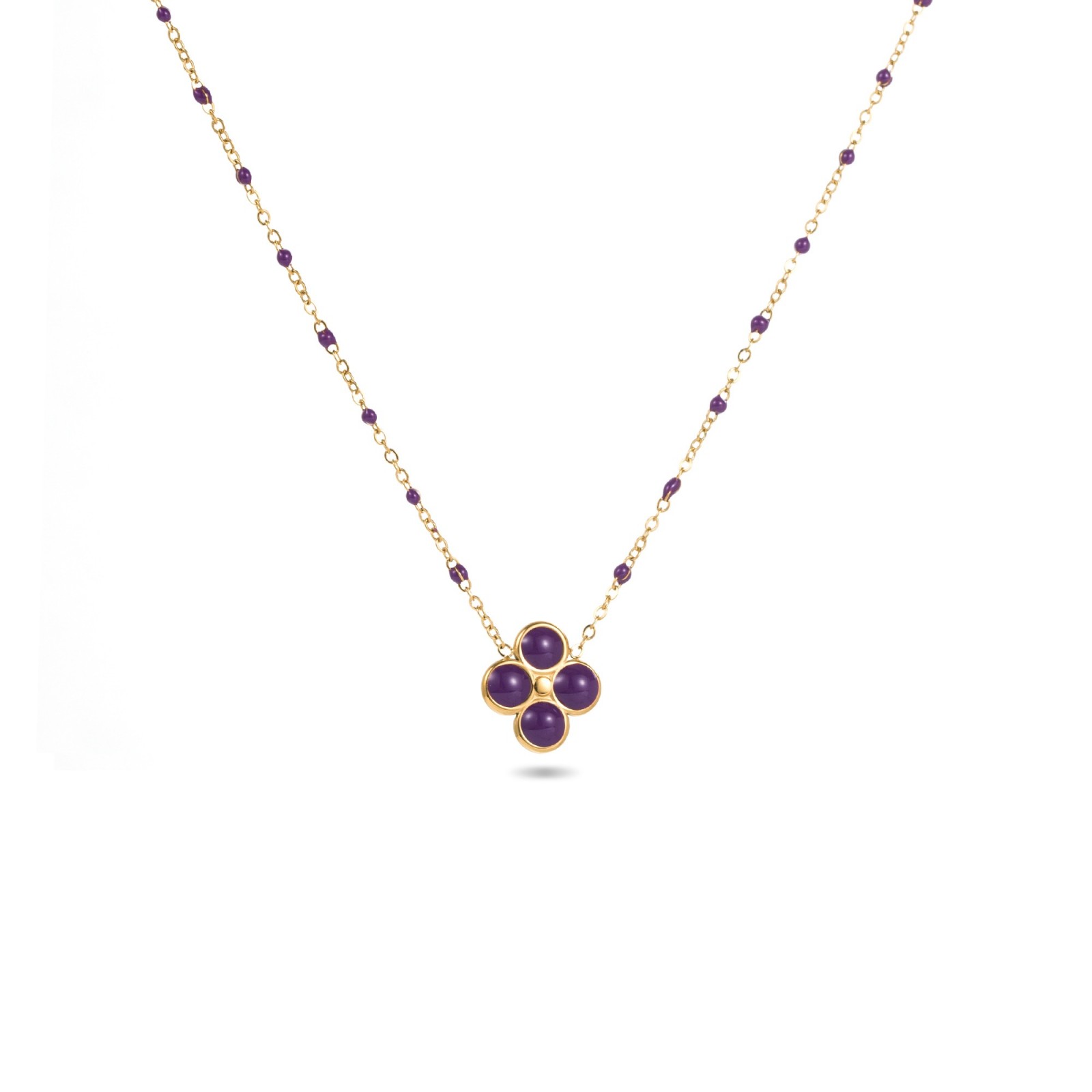 Stainless Steel Short Necklace Color:Purple