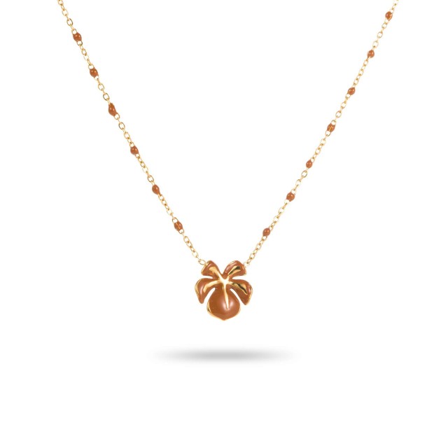 Collier Orchidée en Fleur Couleur:Marron