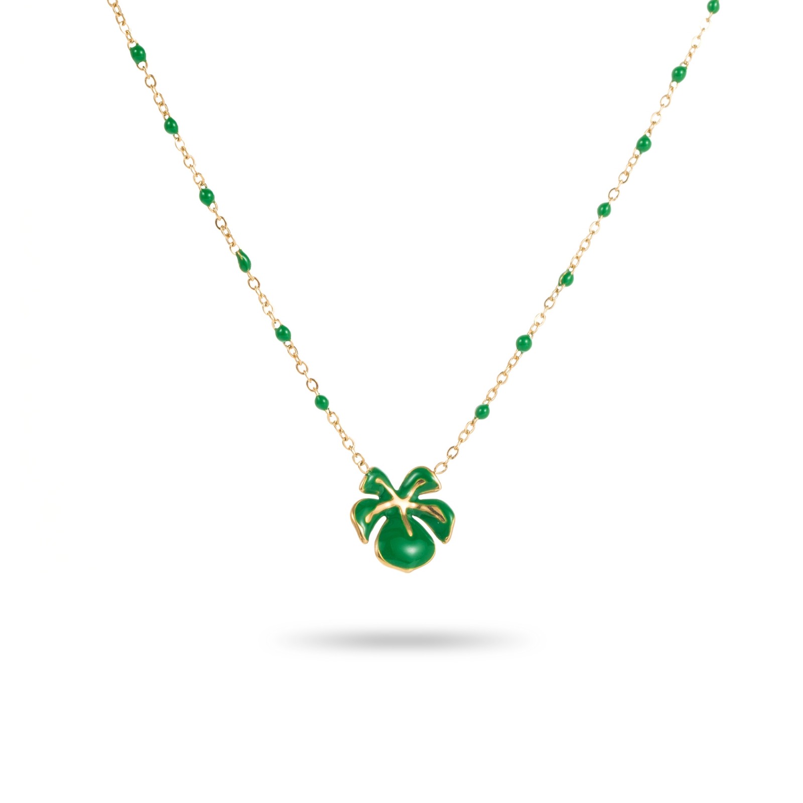 Stainless Steel Short Necklace Color:Green