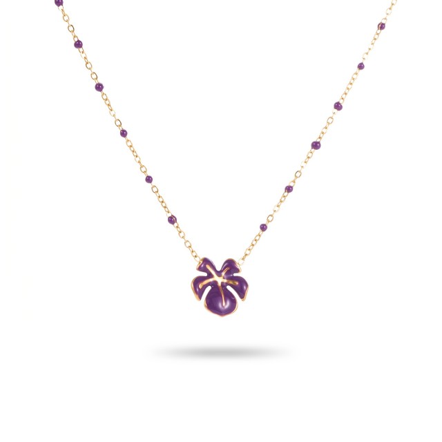 Stainless Steel Short Necklace Color:Purple