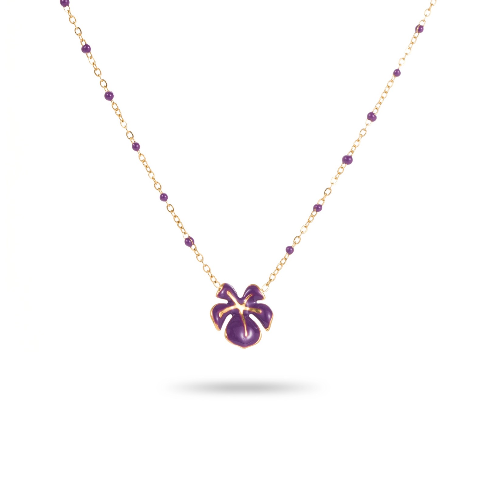 Stainless Steel Short Necklace Color:Purple