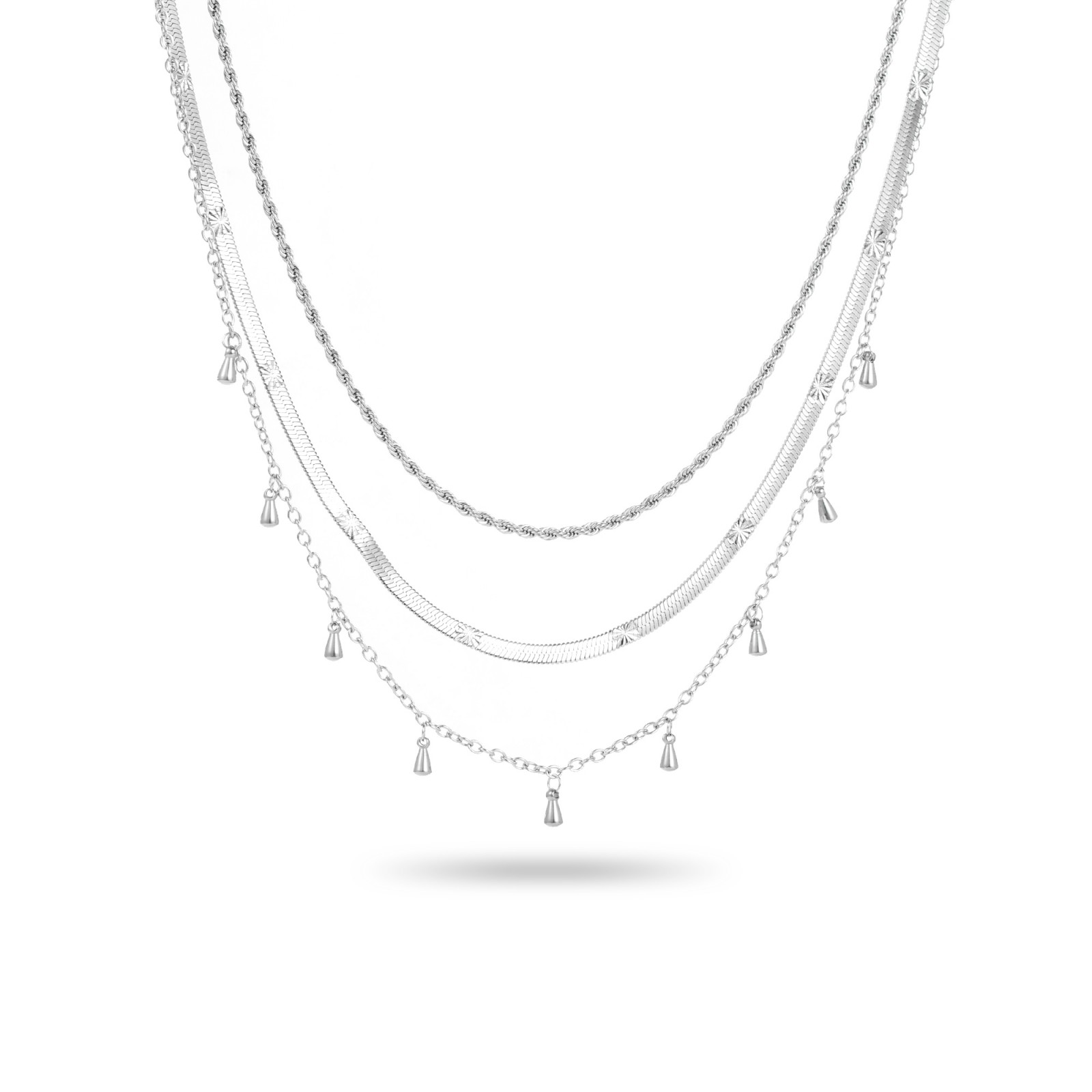 Stainless Steel Short Necklace Color:Silver