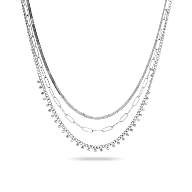 Stainless Steel Short Necklace Color:Silver