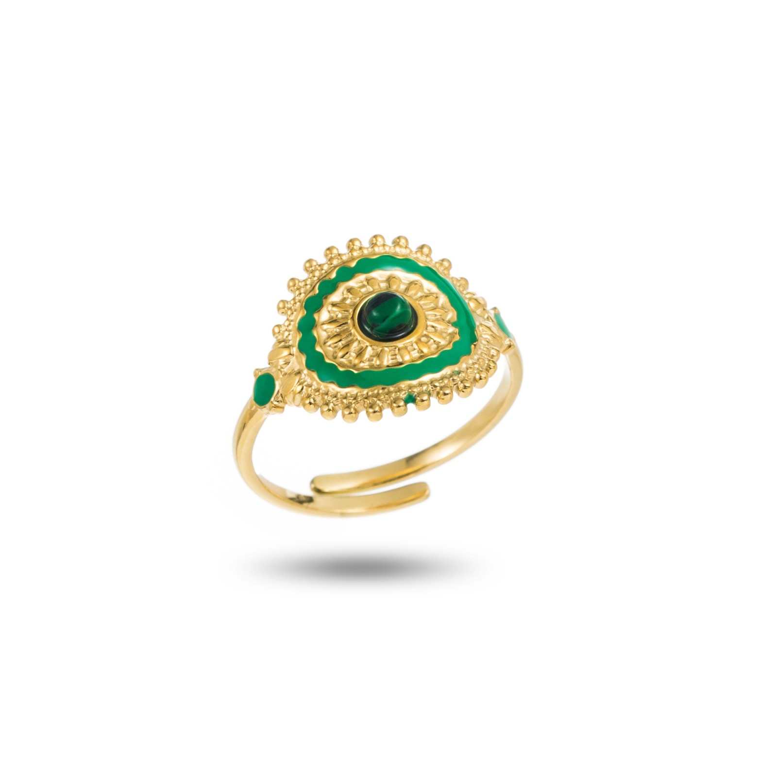 Bague Ronde Coloré avec Mini Pierre Pierre :Malachite