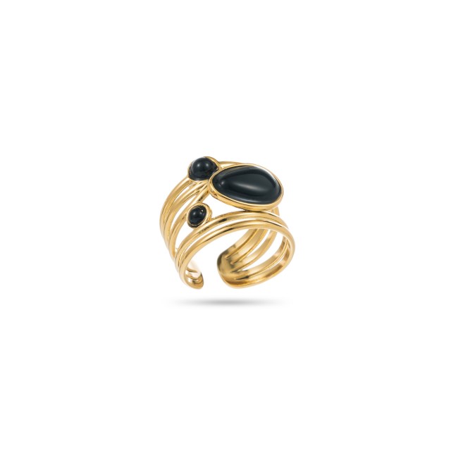 Stainless Steel Ring Stone:Onyx