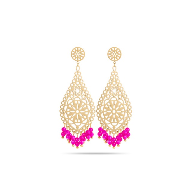 Stainless Steel Smart Earrings Color:Fuchsia Pink