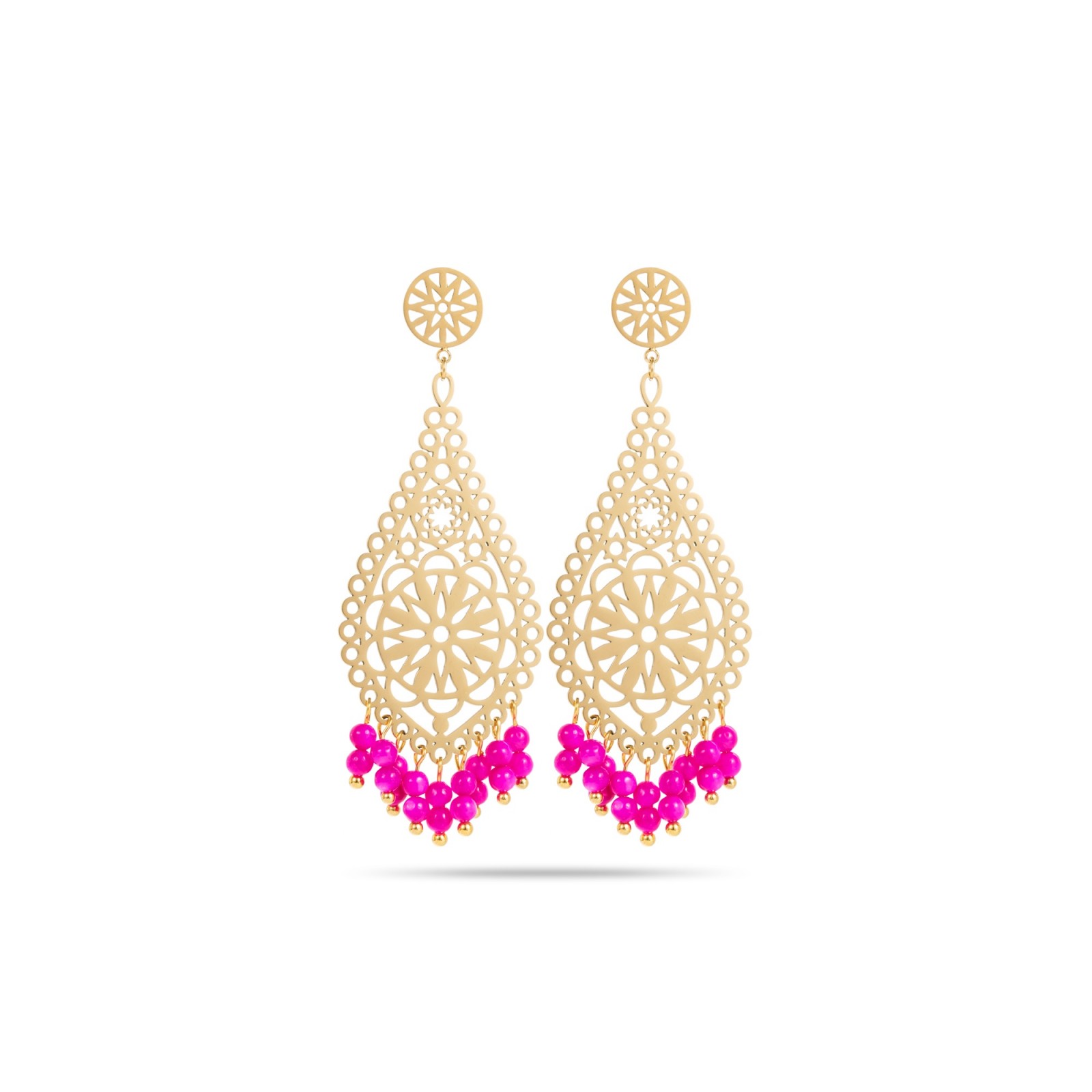 Stainless Steel Smart Earrings Color:Fuchsia Pink