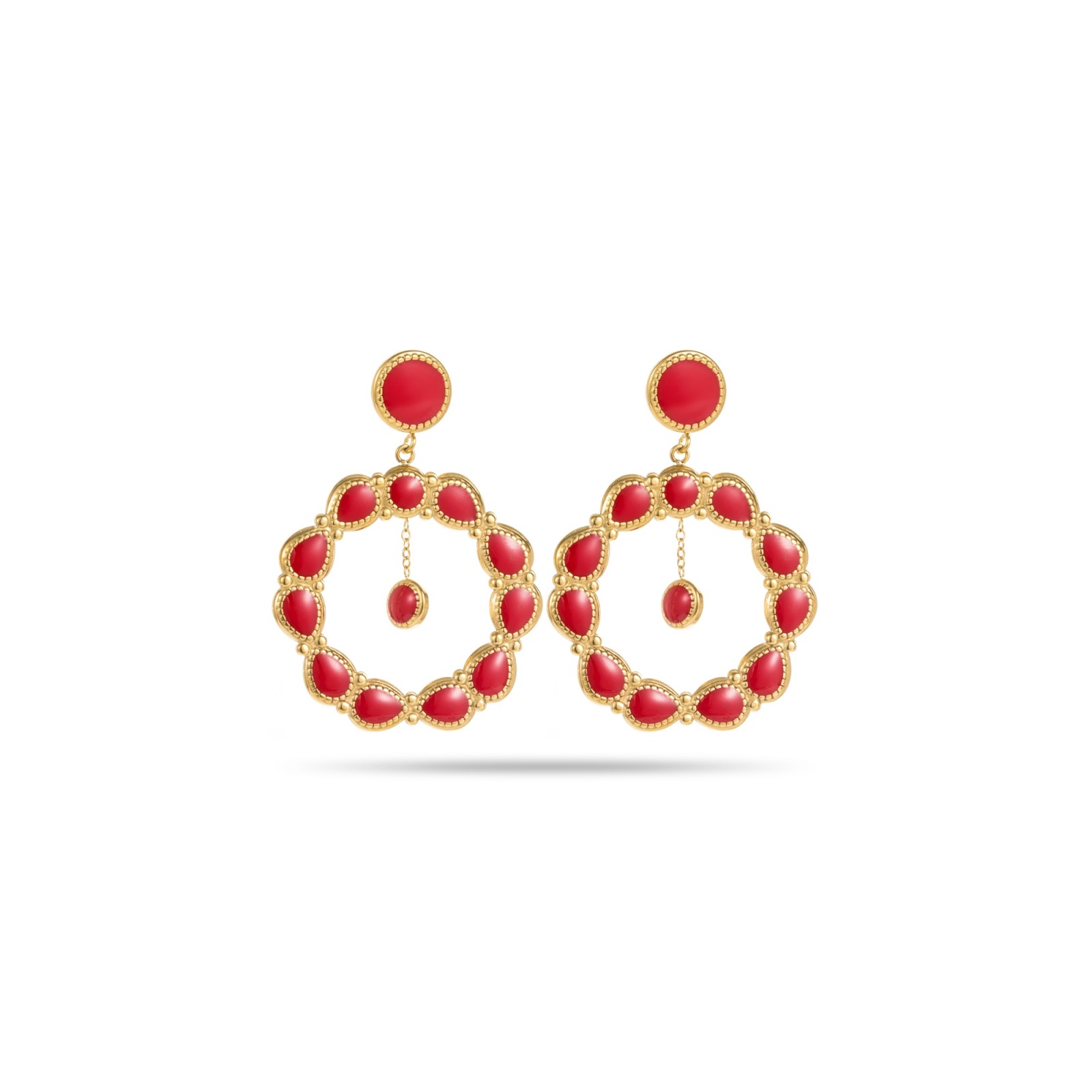 Stainless Steel Smart Earrings Color:Red