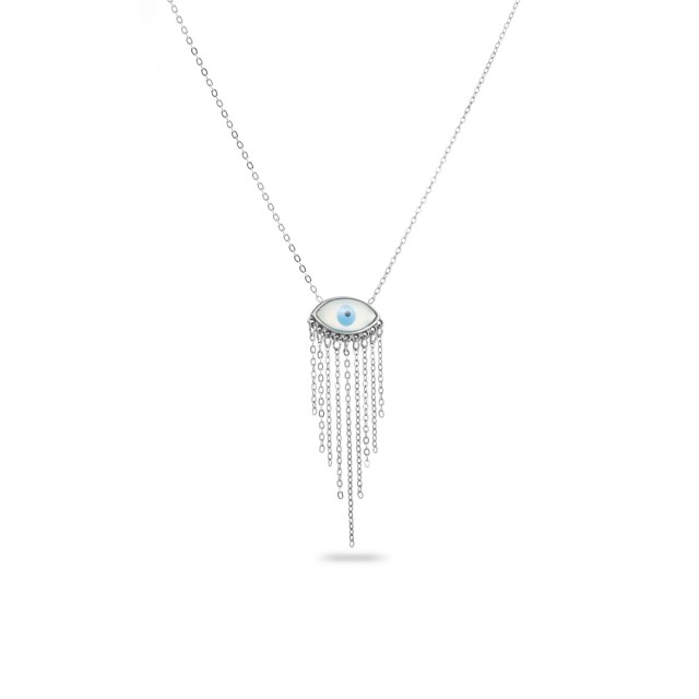 Collier Pendentif Oeil à Cascade de Chaine Couleur:Argent