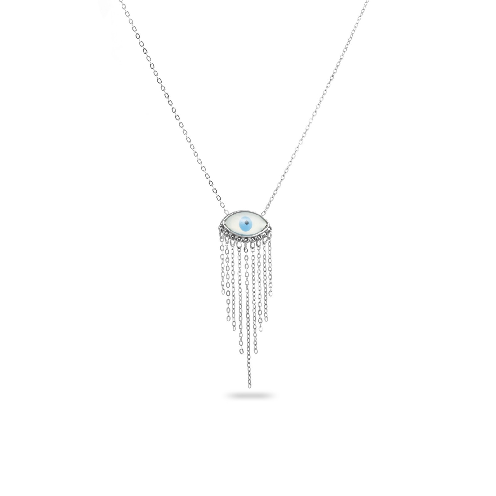 Collier Pendentif Oeil à Cascade de Chaine Couleur:Argent