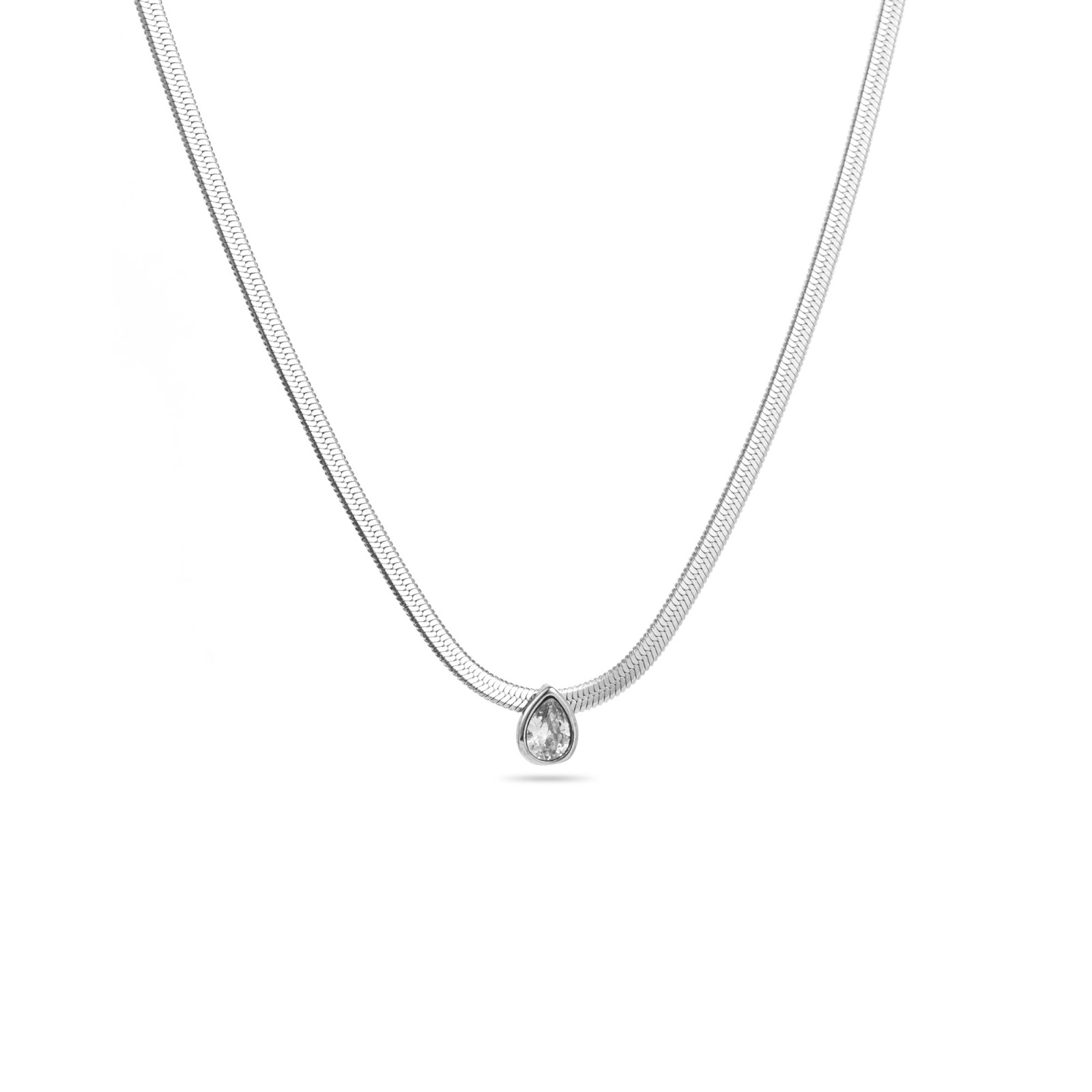 Stainless Steel Short Necklace Color:White Silver