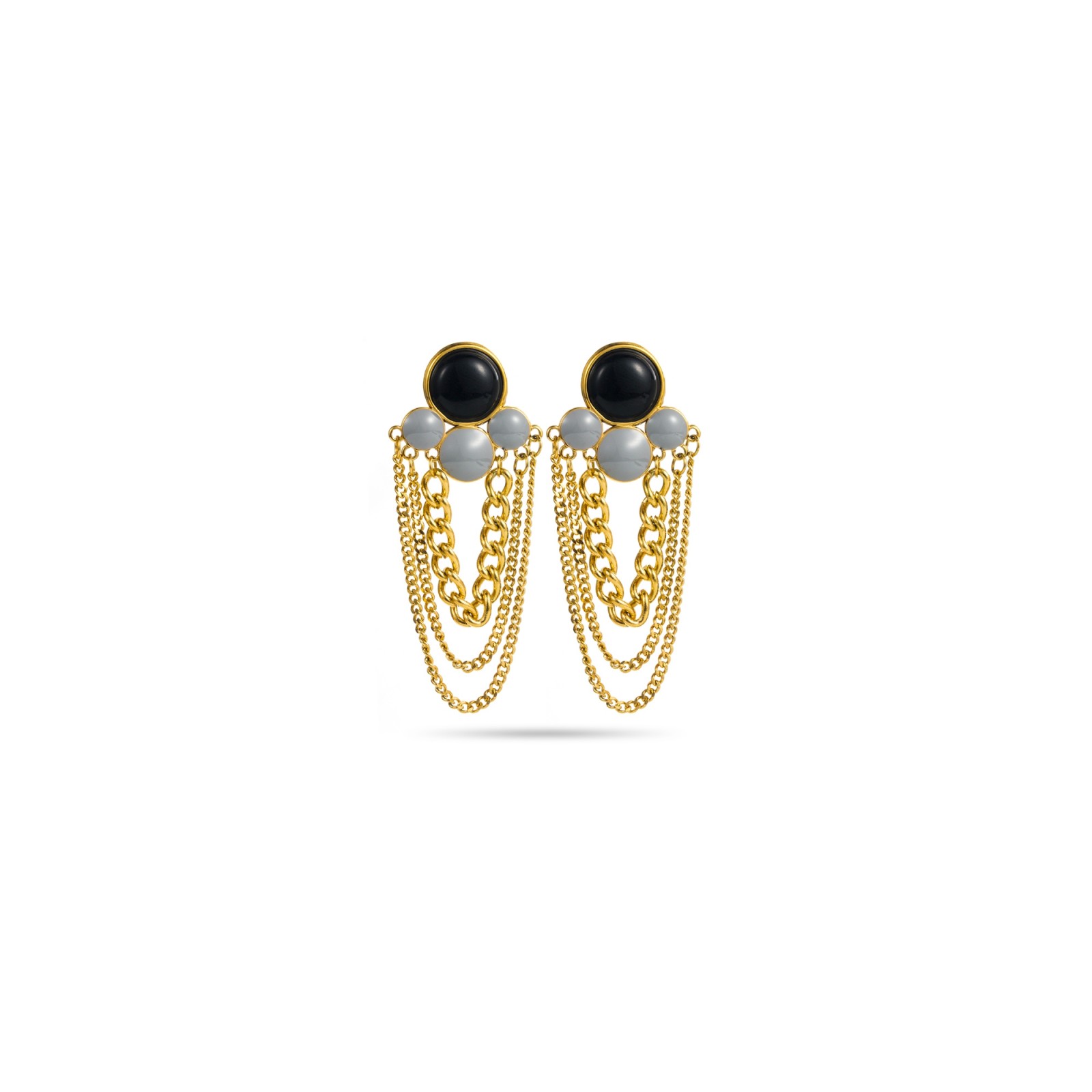 Boucles d'Oreilles ronde pierre Acier Inoxydable Color:Black