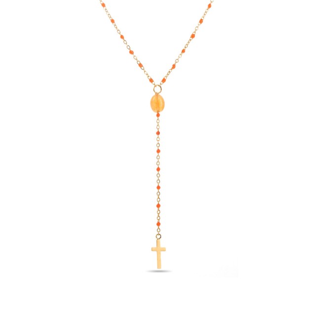 Collier Acier Inoxydable Stone:Orange Agate