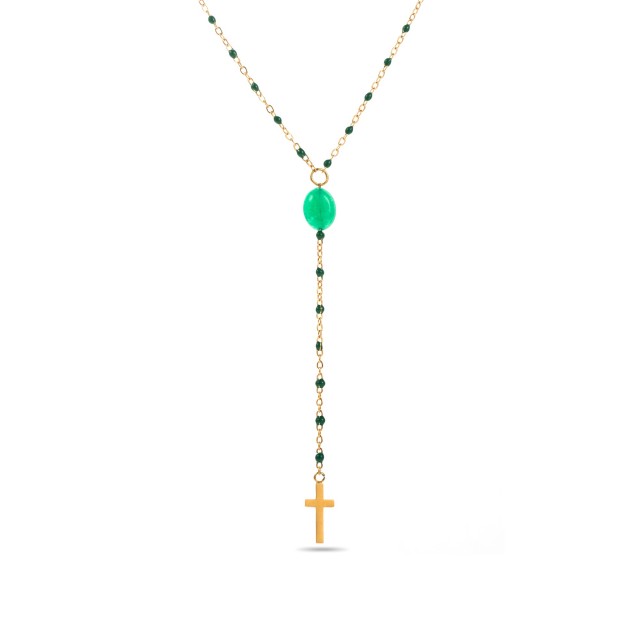 Collier Acier Inoxydable Stone:Green Agate