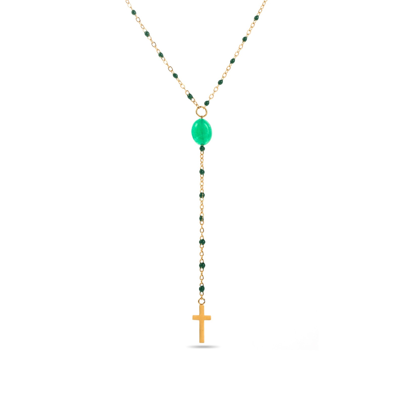 Collier Acier Inoxydable Stone:Green Agate