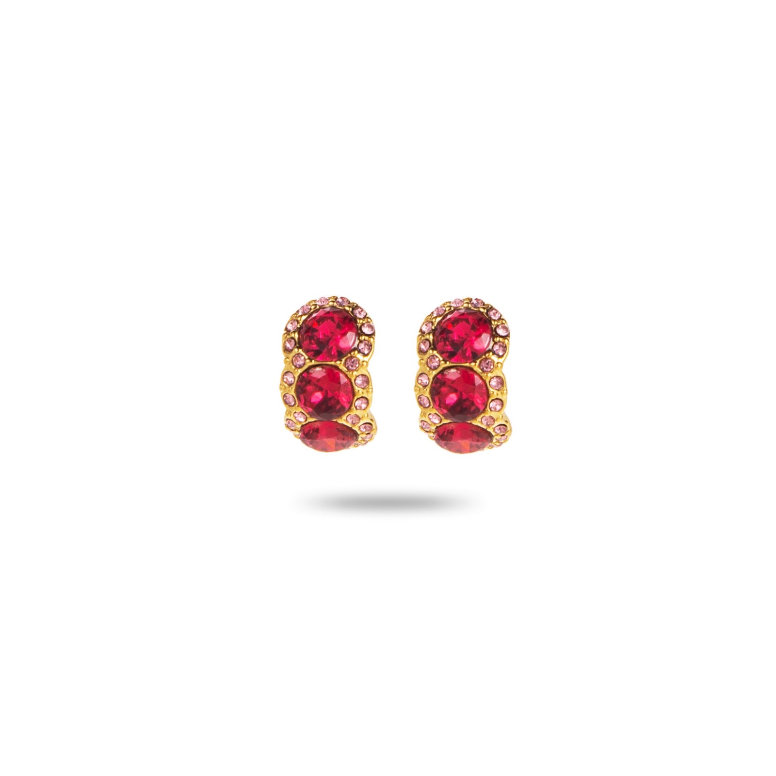 Colored Rhinestone Studs Earrings Color:Fuchsia Pink