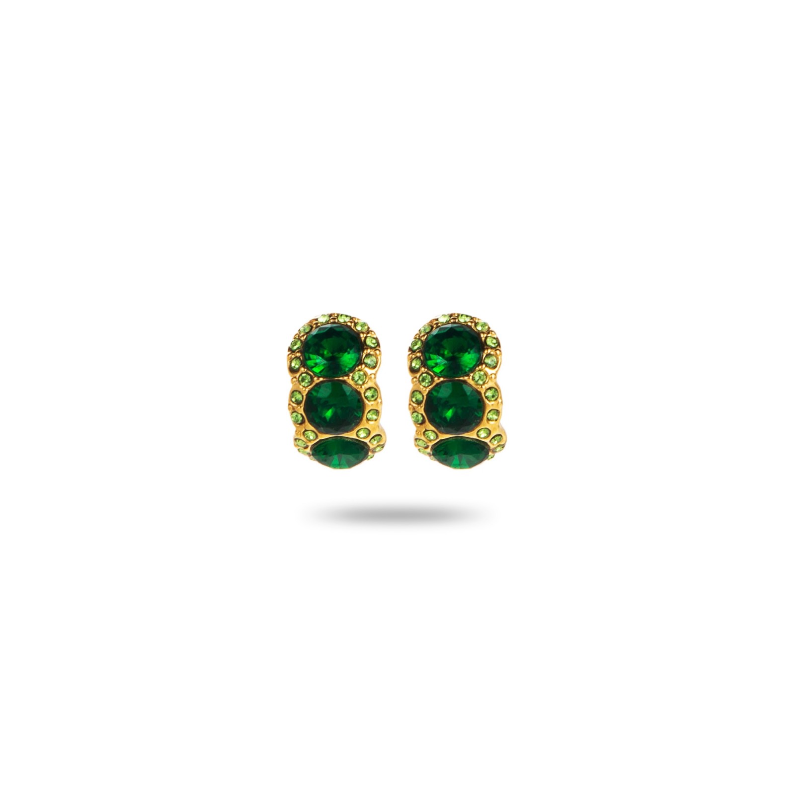 Colored Rhinestone Studs Earrings Color:Green