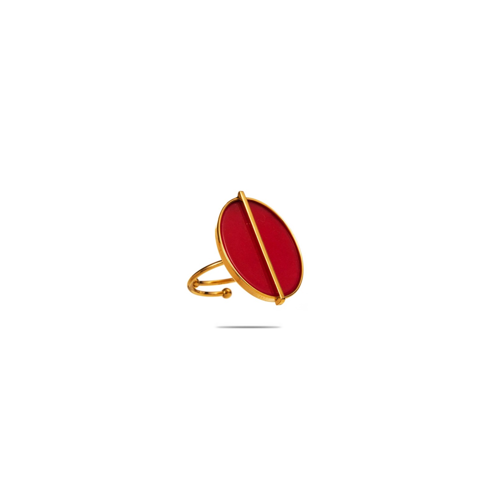 Oval Stone with Line Ring Stone:Carnelian