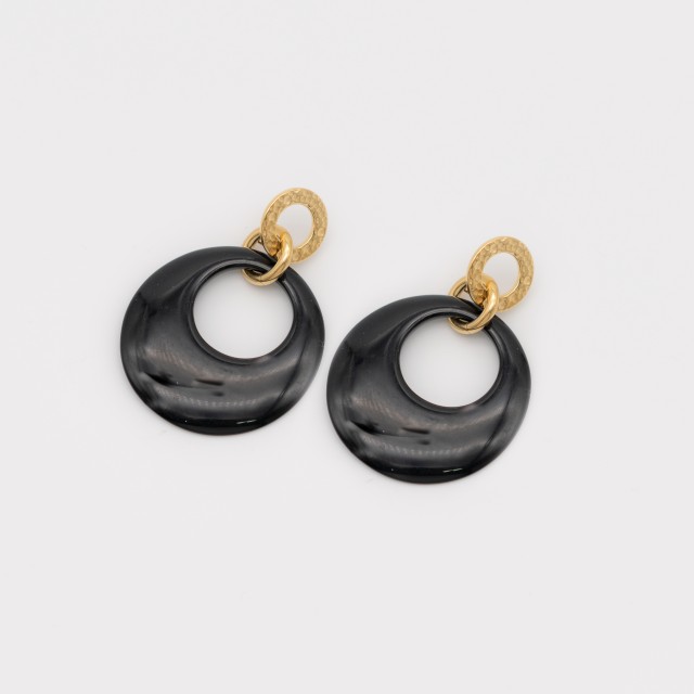 Boucles d'Oreilles Grand Cercle Coloré Couleur:Noir