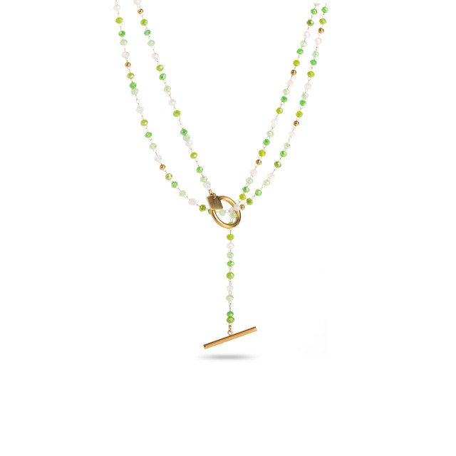 Stainless Steel Long Necklace Color:Green