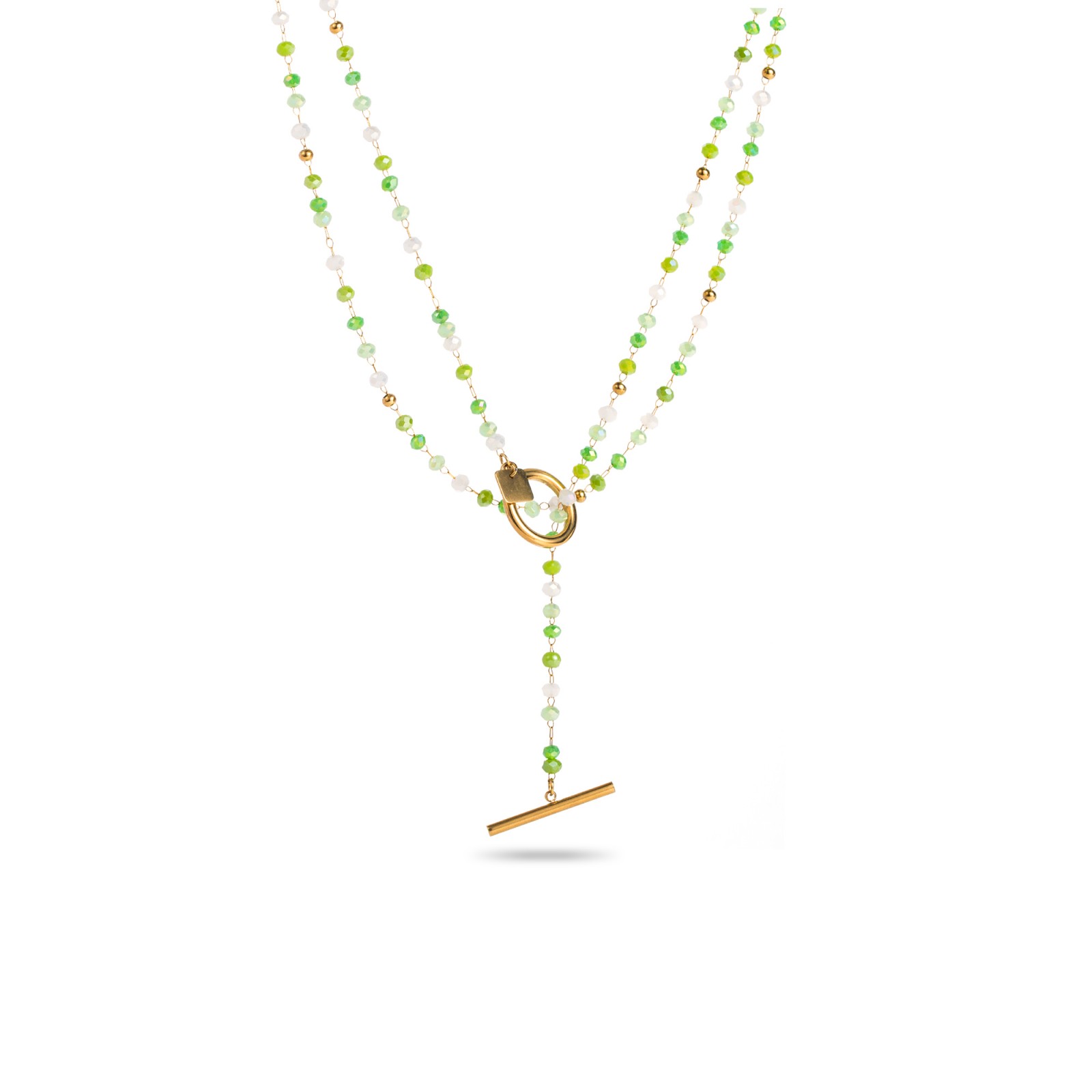 Stainless Steel Long Necklace Color:Green