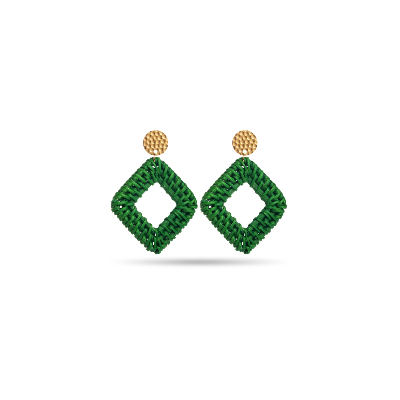 Losange Raphia Earrings Color:Green