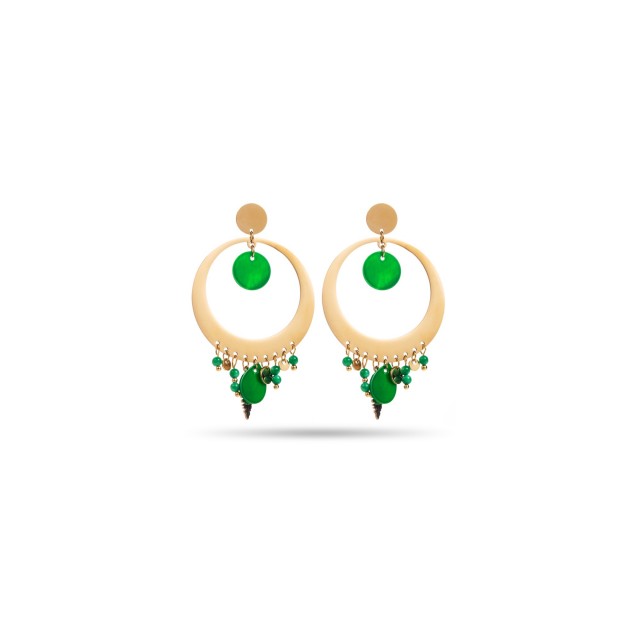 Colorful Mother-of-Pearl Tassel Earrings Color:Green