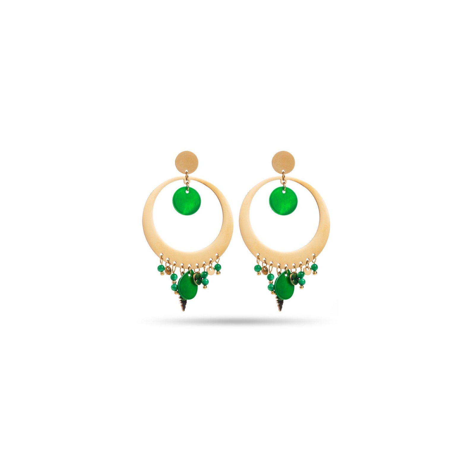 Colorful Mother-of-Pearl Tassel Earrings Color:Green