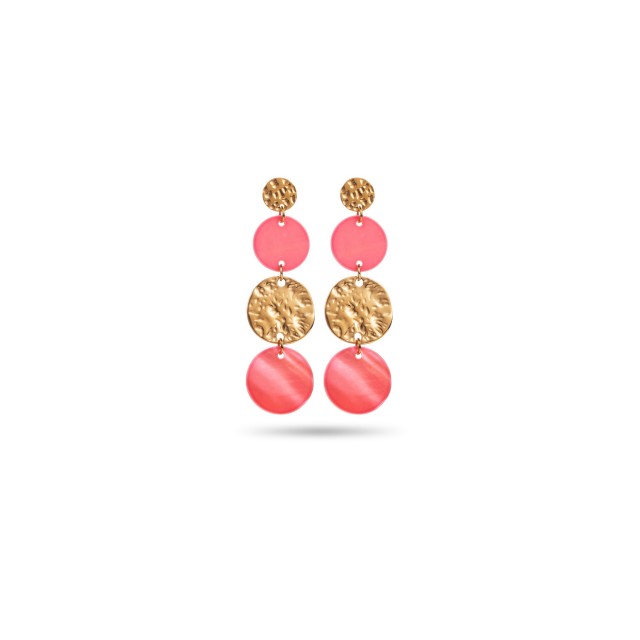 Round Hanging Earrings Color:Pink