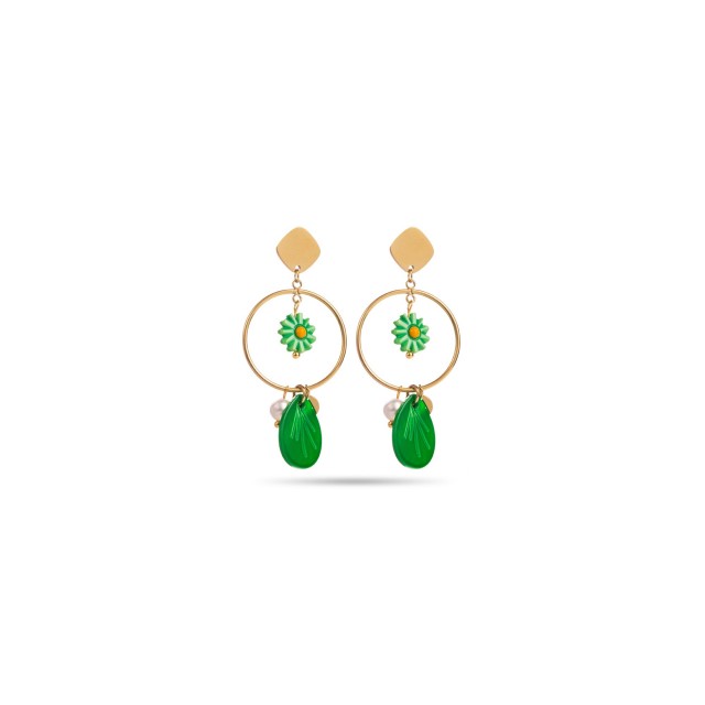 Marguerite Pendant Earrings Color:Green