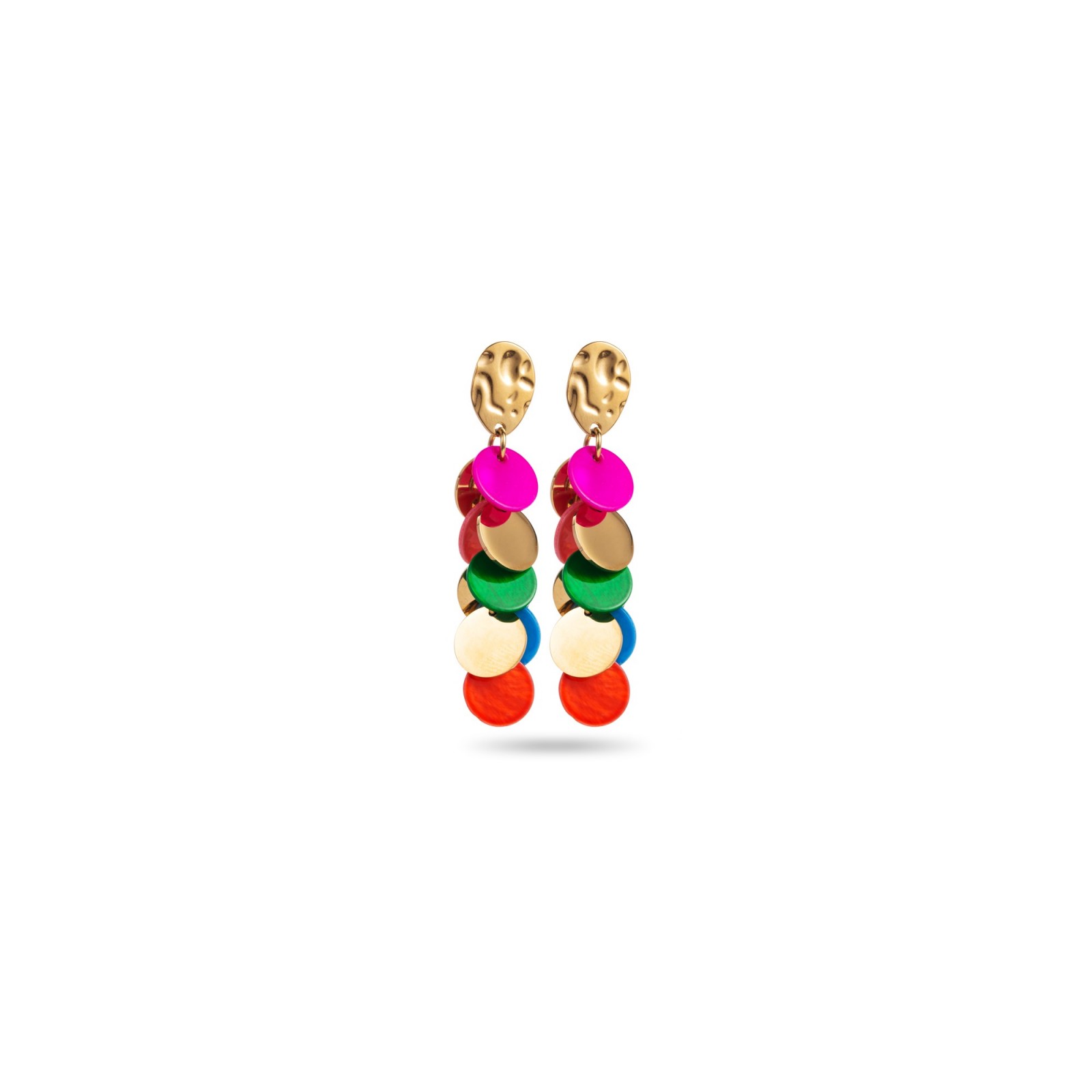 Hammered Earrings with Colored Confetti 