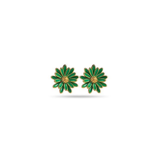 Studs Earrings Colored Mini Flowers Color:Green