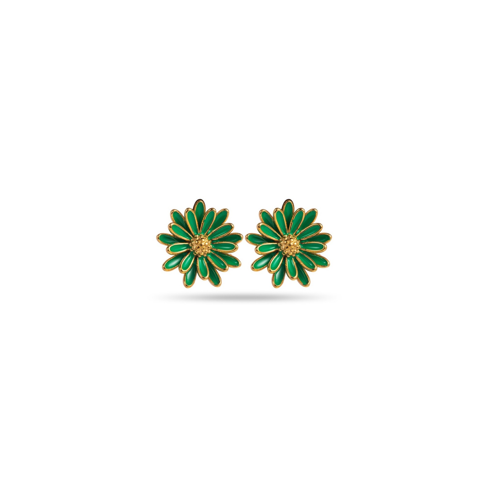 Studs Earrings Colored Mini Flowers Color:Green