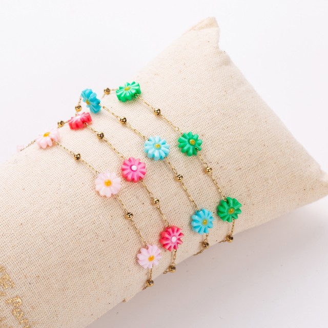 Bracelet Farandole de Marguerites en Nacre 