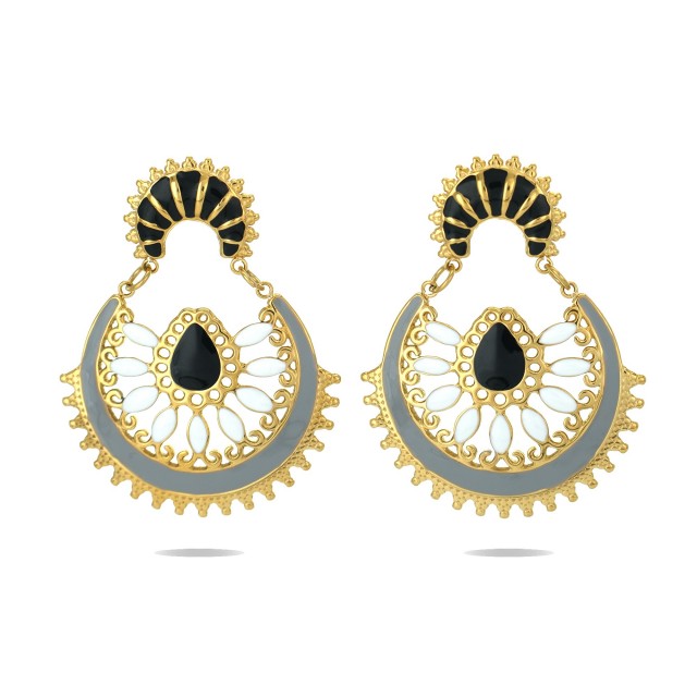 Bollywood Inspired Teardrop Earrings Color:Black