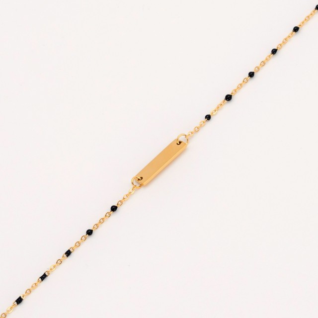 Rectangle Pearled Bracelet Color:Black