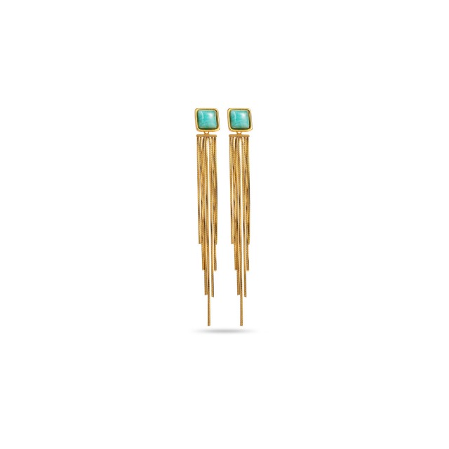 Cascade and Natural Stone Drop Earrings Stone:Amazonite