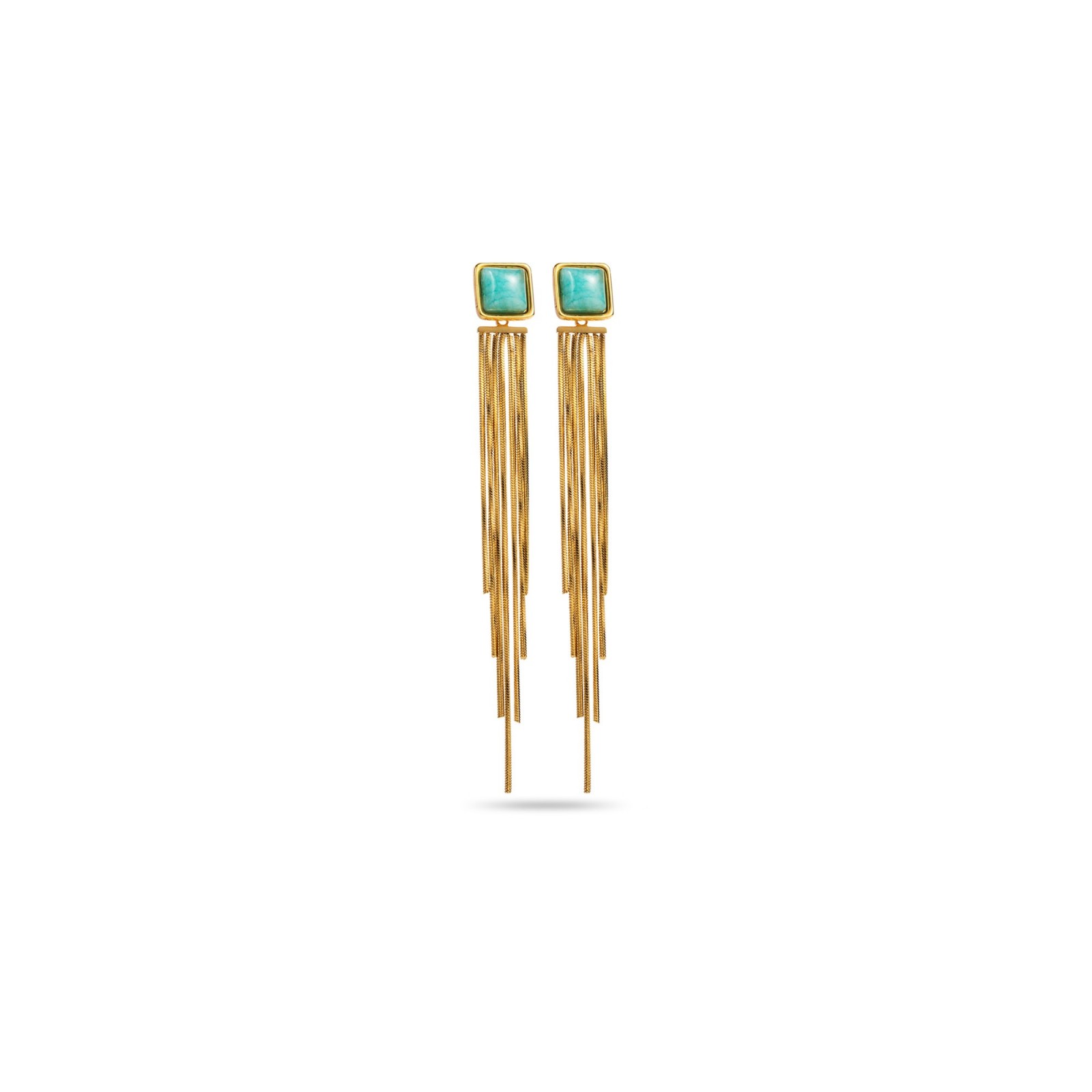 Cascade and Natural Stone Drop Earrings Stone:Amazonite