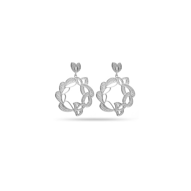 Boucles d'Oreilles Créoles Ornementales Couleur:Argent