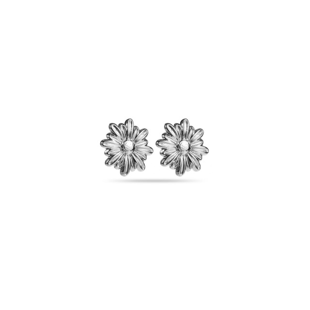 Boucles d'Oreilles Puces Mini Marguerite Couleur:Argent