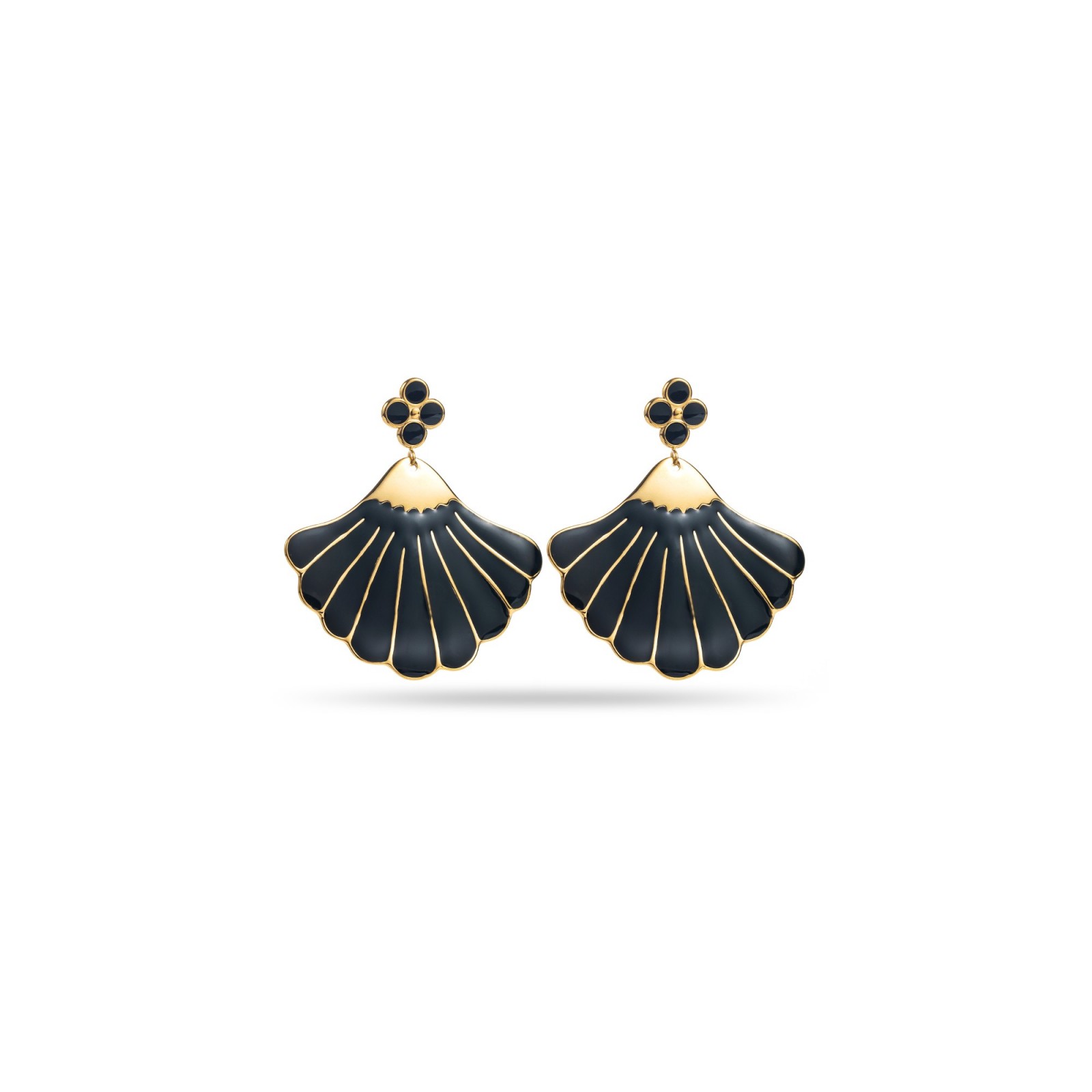 Colored Clover and Ginkgo Earrings Color:Black