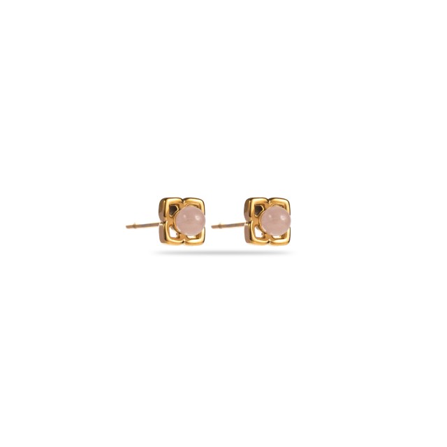 Mini Clover Studs Earrings with Pearl Color:Pink
