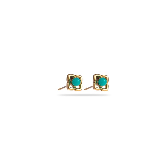 Mini Clover Studs Earrings with Pearl Color:Blue