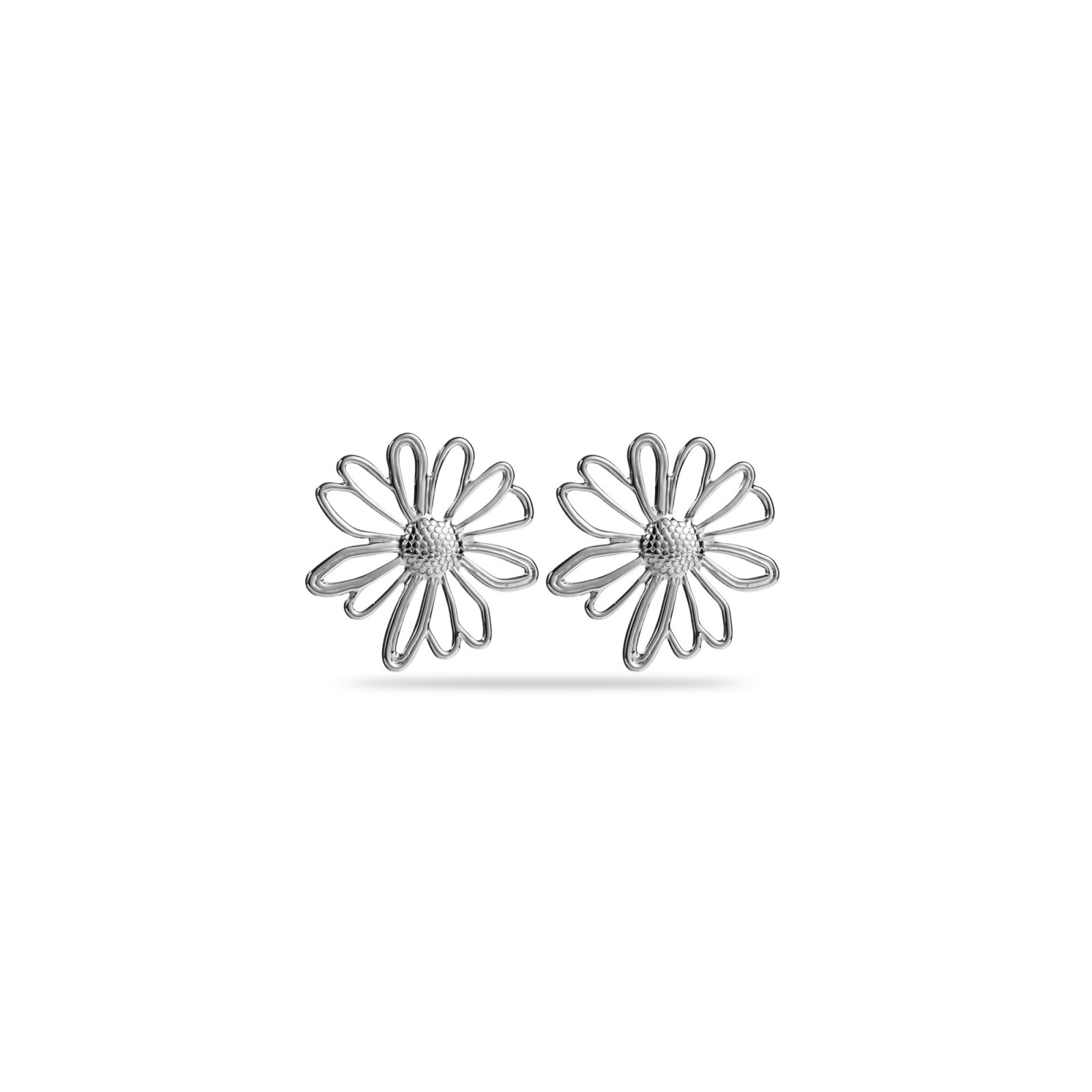 Boucles d'Oreilles Marguerites Creuses Couleur:Argent