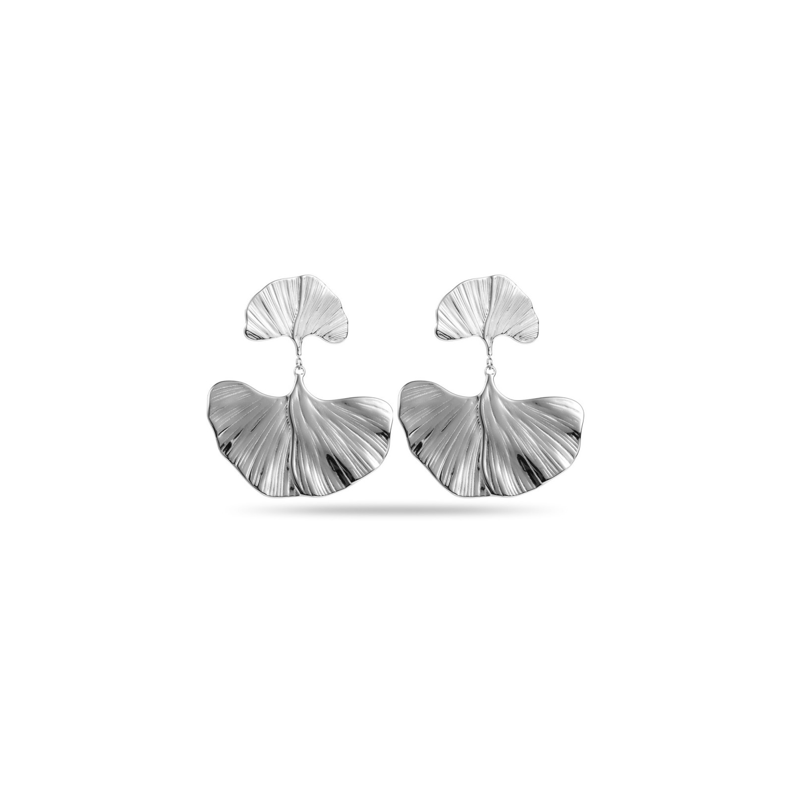 Boucles d'Oreilles Grande Ginkgo Couleur:Argent