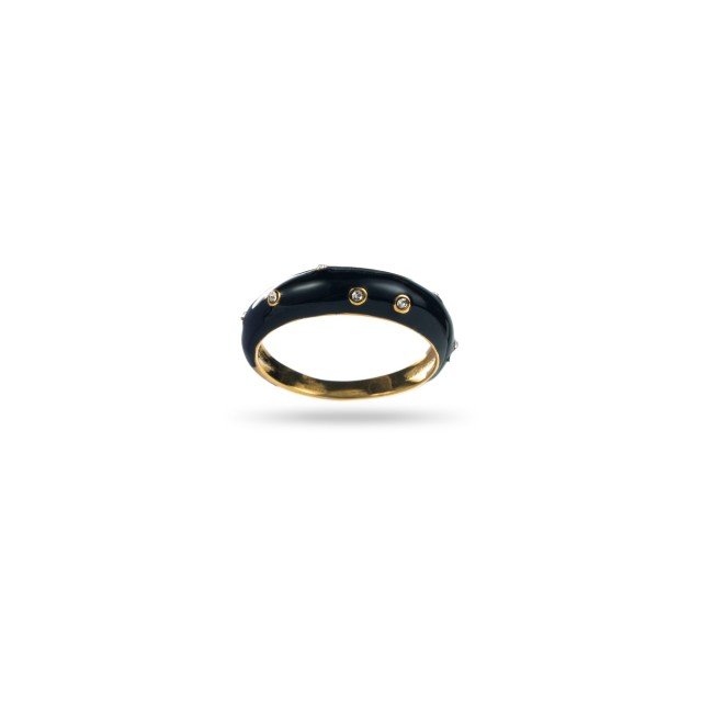 Colored Ring with Asymmetrical Strass Color:Black